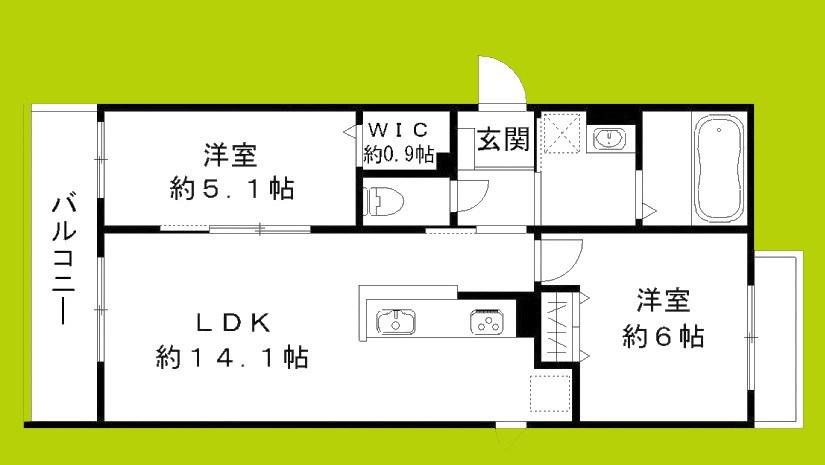 エスポアレジデンス(2LDK/2階)の間取り写真