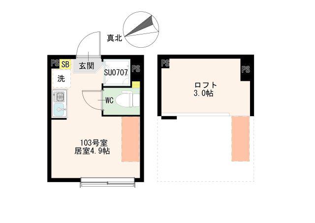 ブルーレースアゲート(ワンルーム/1階)の間取り写真