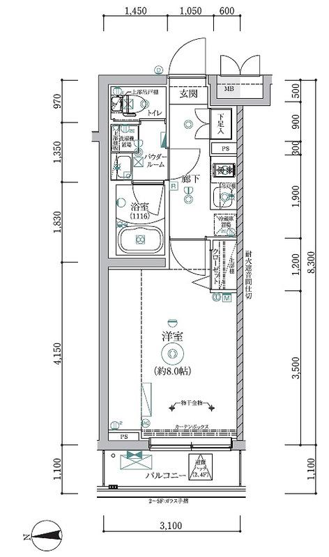 RELUXIA三軒茶屋(1K/4階)の間取り写真