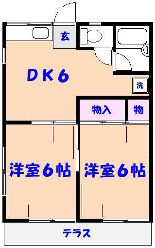 芳田ハイツ(2DK/1階)の間取り写真