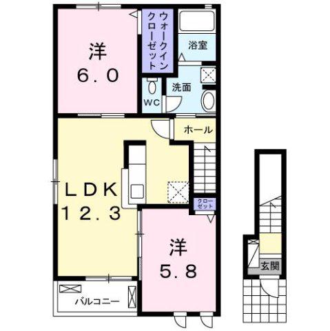 CASA 3(2LDK/2階)の間取り写真