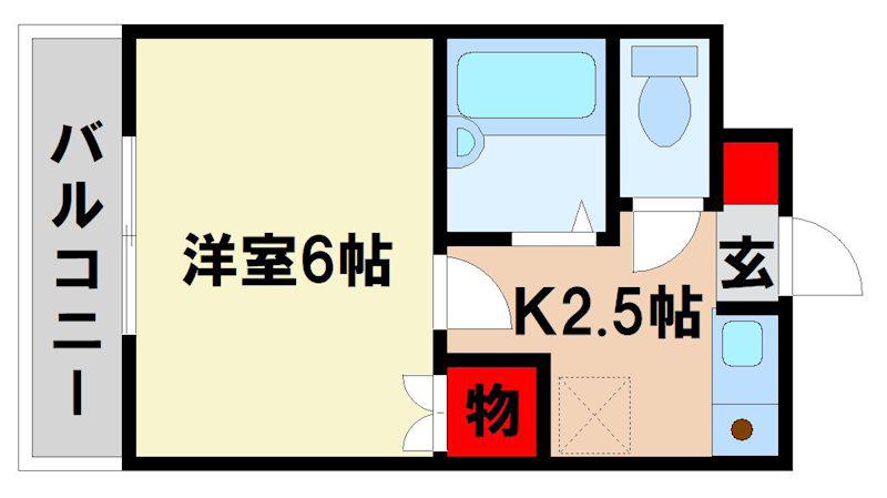 ピュアリティ筑紫野(1K/4階)の間取り写真