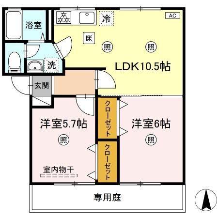第2プレジール福田(3K/1階)の間取り写真