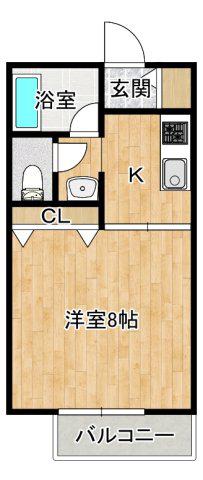福久聚ハイツ(1K/1階)の間取り写真