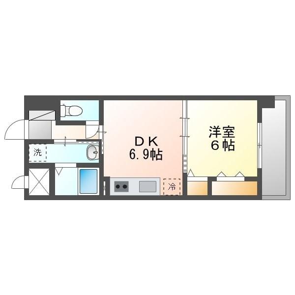 ヴューテラス・MT(1DK/4階)の間取り写真