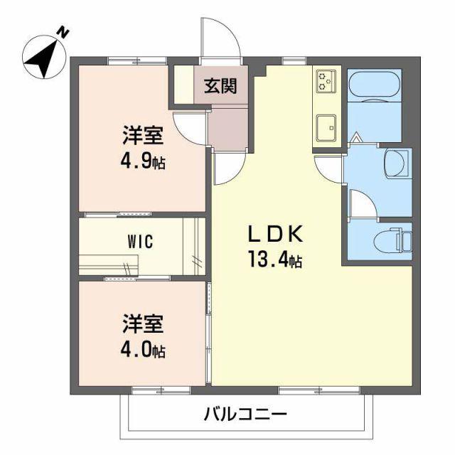 フォーレス西田B(2LDK/2階)の間取り写真