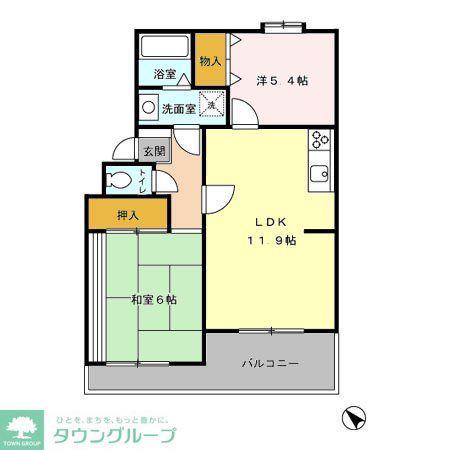 シャトル丸山台(2LDK/2階)の間取り写真