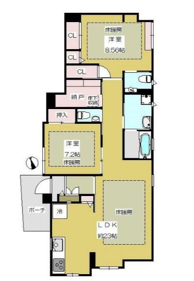 CASA ASPERA JIYUGAOKA(2SLDK/1階)の間取り写真