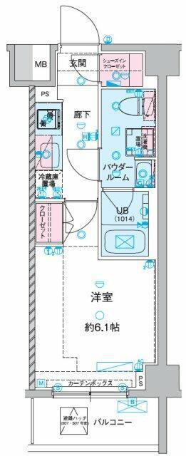 GENOVIA谷塚(1K/3階)の間取り写真
