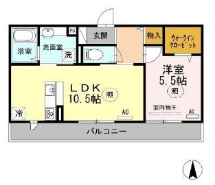 エムズコート(1LDK/3階)の間取り写真