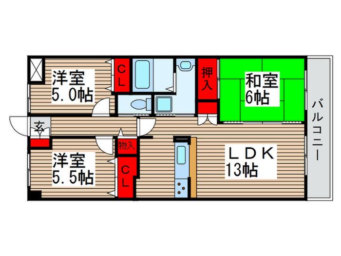 レジデンス柏(3LDK/1階)の間取り写真