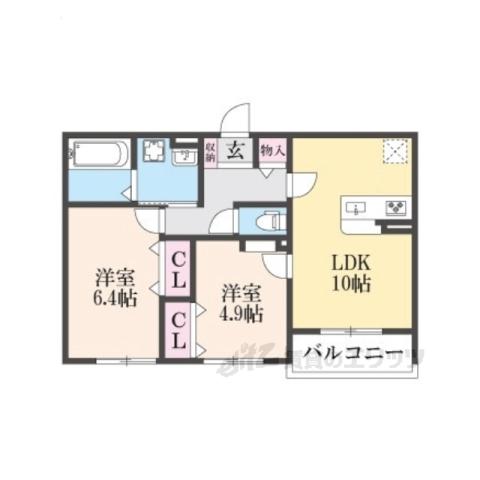 エスポワール(2LDK/2階)の間取り写真