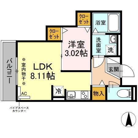 GRAND MAISON GIFU(1LDK/3階)の間取り写真
