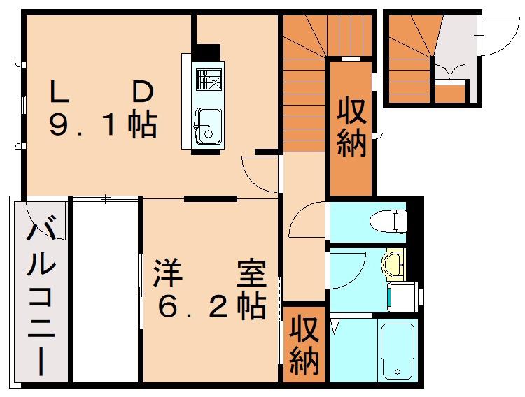 レオネクストティーダ(1LDK/2階)の間取り写真