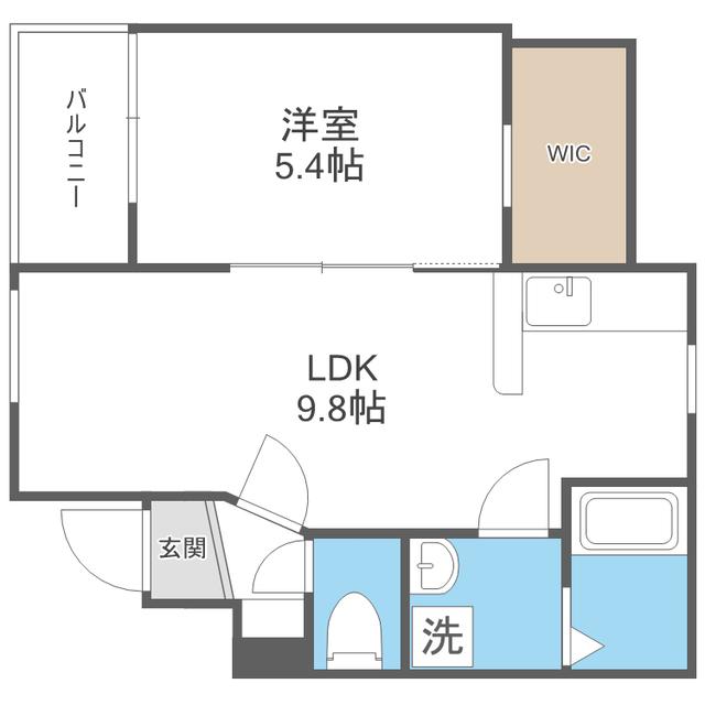 CRECIA和白東III(1LDK/2階)の間取り写真