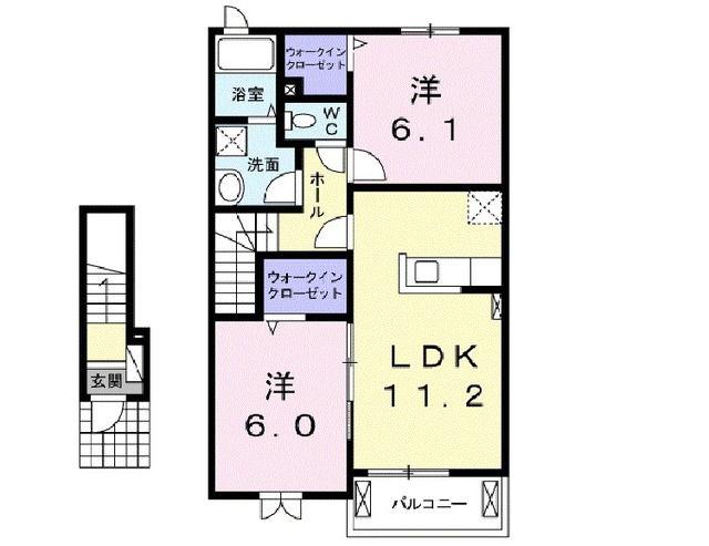エルシオンII(2LDK/2階)の間取り写真
