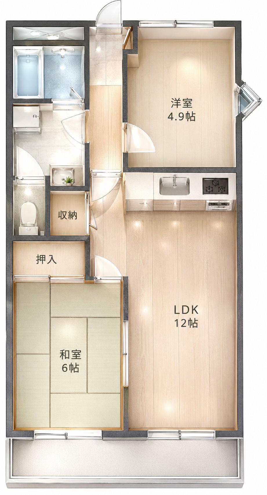 パレスサントピア(2LDK/1階)の間取り写真