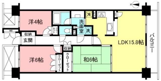 芦花公園パークホームズ(3LDK/10階)の間取り写真