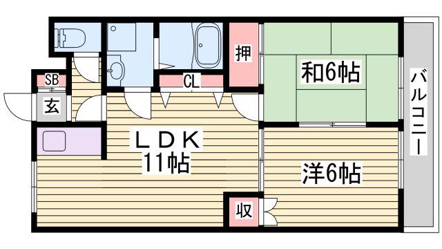 クオリティーハイム(2LDK/1階)の間取り写真