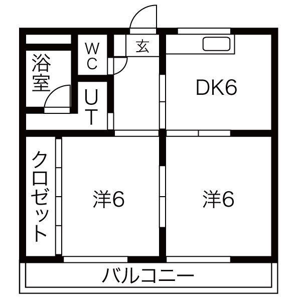 辻ハイム(2DK/3階)の間取り写真