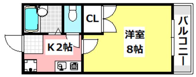 ハーモニーヒルズ(1K/2階)の間取り写真