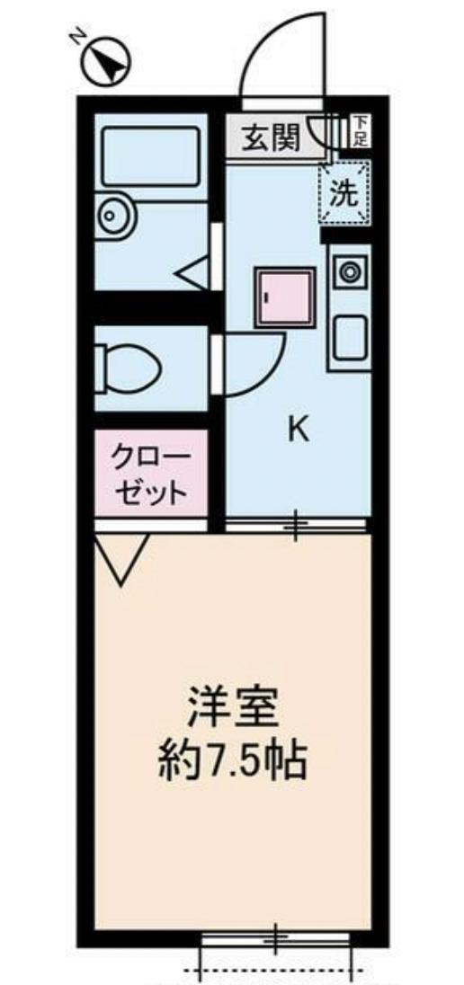 ハーミテイジKUROIWA(1K/1階)の間取り写真