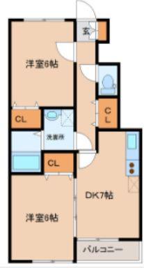 ARDOR(2DK/1階)の間取り写真