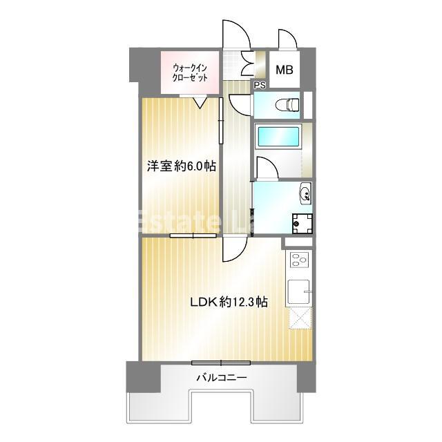 エルイソベ三宮(1LDK/6階)の間取り写真