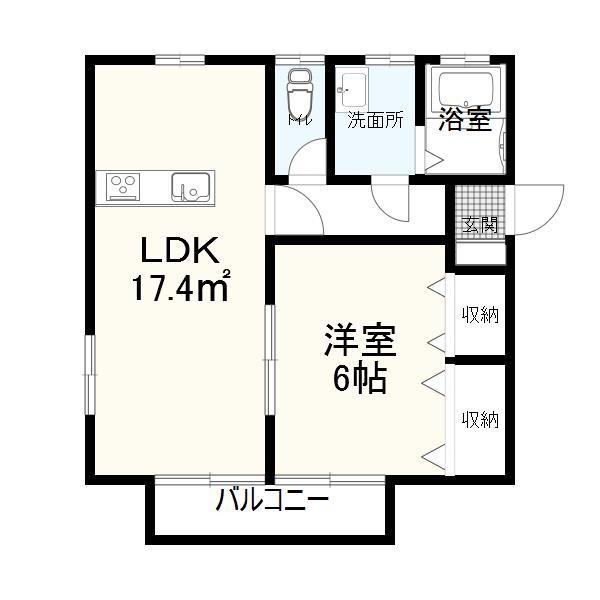 たんぽぽ(1LDK/2階)の間取り写真