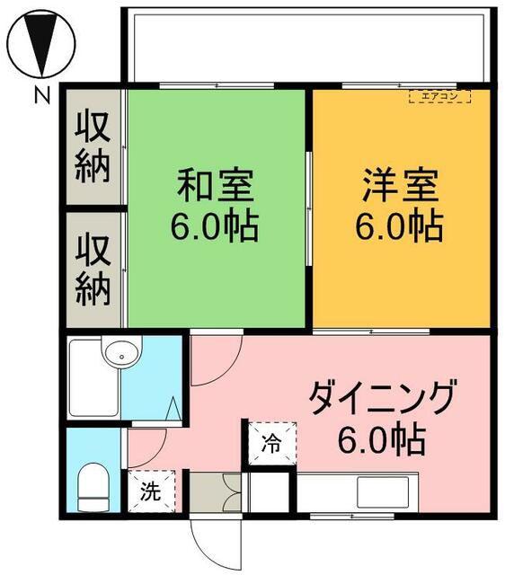 リバーハイムII(2DK/1階)の間取り写真