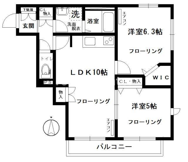 GRASS PARK(2LDK/2階)の間取り写真