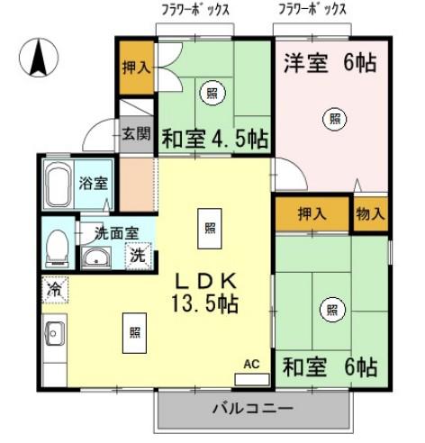 セジュールII野崎 B棟(3LDK/2階)の間取り写真