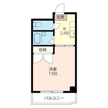 ソレイユ三和(1K/2階)の間取り写真