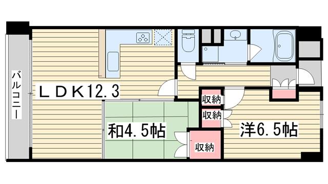 イーグルコート三条京阪(2LDK/5階)の間取り写真