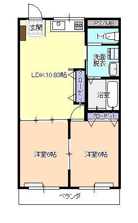 遠藤マンションA(2LDK/2階)の間取り写真