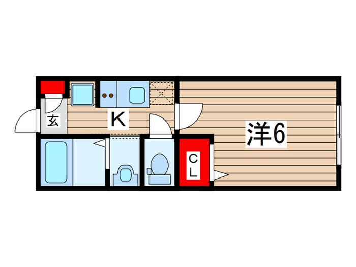 サンライズ西千葉(1K/2階)の間取り写真