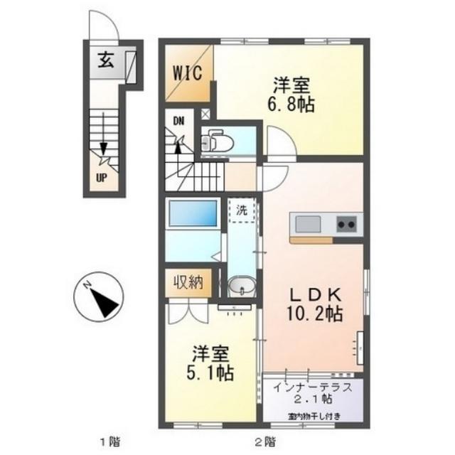 静岡鉄道静岡清水線 桜橋駅(静岡) 徒歩15分 2階建 新築(2LDK/2階)の間取り写真