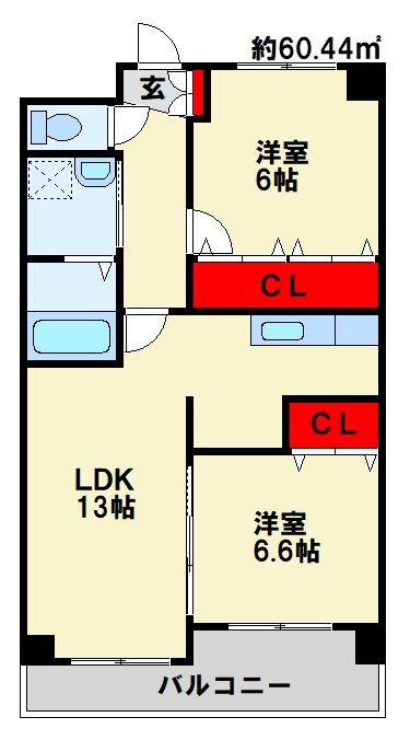メゾン ド ソレイユ(2LDK/5階)の間取り写真