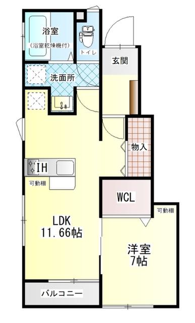 BELLEAP西野B(1LDK/1階)の間取り写真