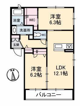 SHAMAISON メイ(2LDK/3階)の間取り写真