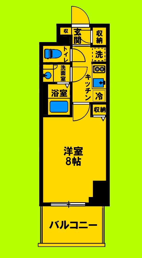 トパーズ江坂(1K/9階)の間取り写真