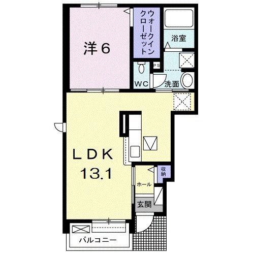 メイブローテI(1LDK/1階)の間取り写真