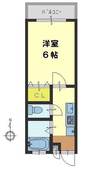 ヴィラ汐町(1K/2階)の間取り写真