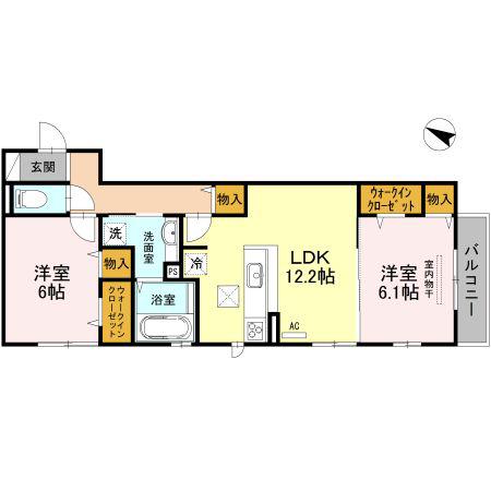 BONHEUR ESPACE(2LDK/1階)の間取り写真