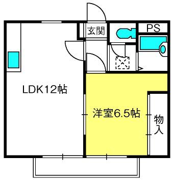 サンライフ吉野(1LDK/2階)の間取り写真