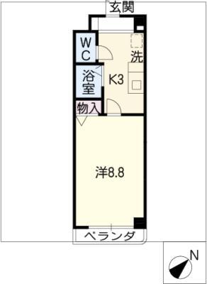エスポワール本山(1K/3階)の間取り写真