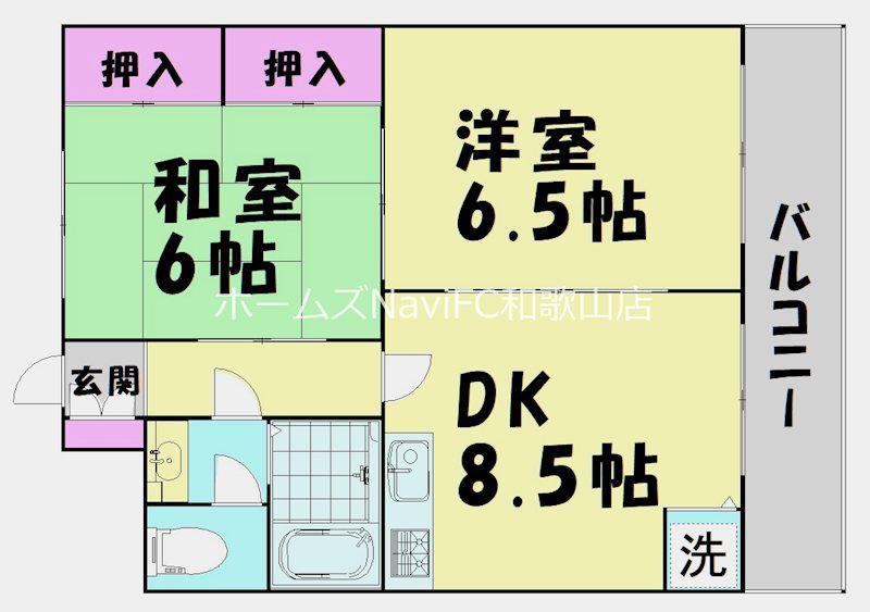 ソレーユ鳴神(2DK/5階)の間取り写真