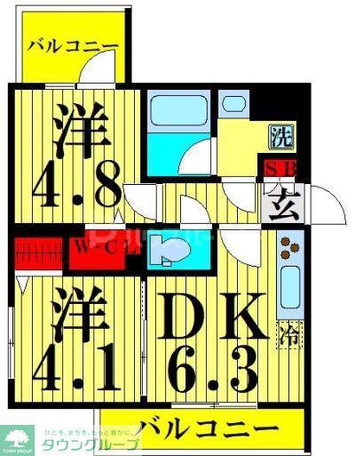 アイルグランデ向島(2DK/1階)の間取り写真