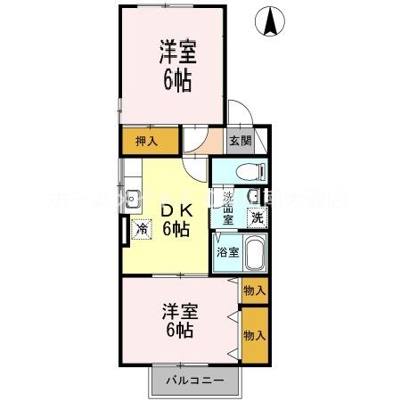 セジュール飯村北(2DK/2階)の間取り写真