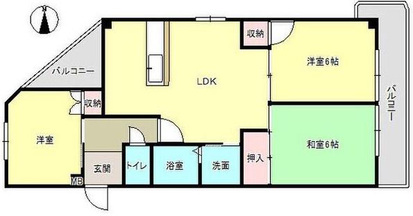 サンピアII(3LDK/3階)の間取り写真